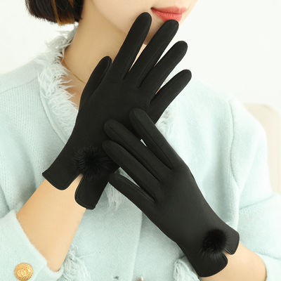 Black Women Winter Warm Woolen Hand Gloves Touch Screen Sensitive Mittens